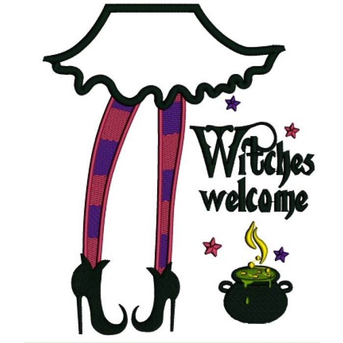 Witches Halloween Applique Machine Embroidery Design Digitized